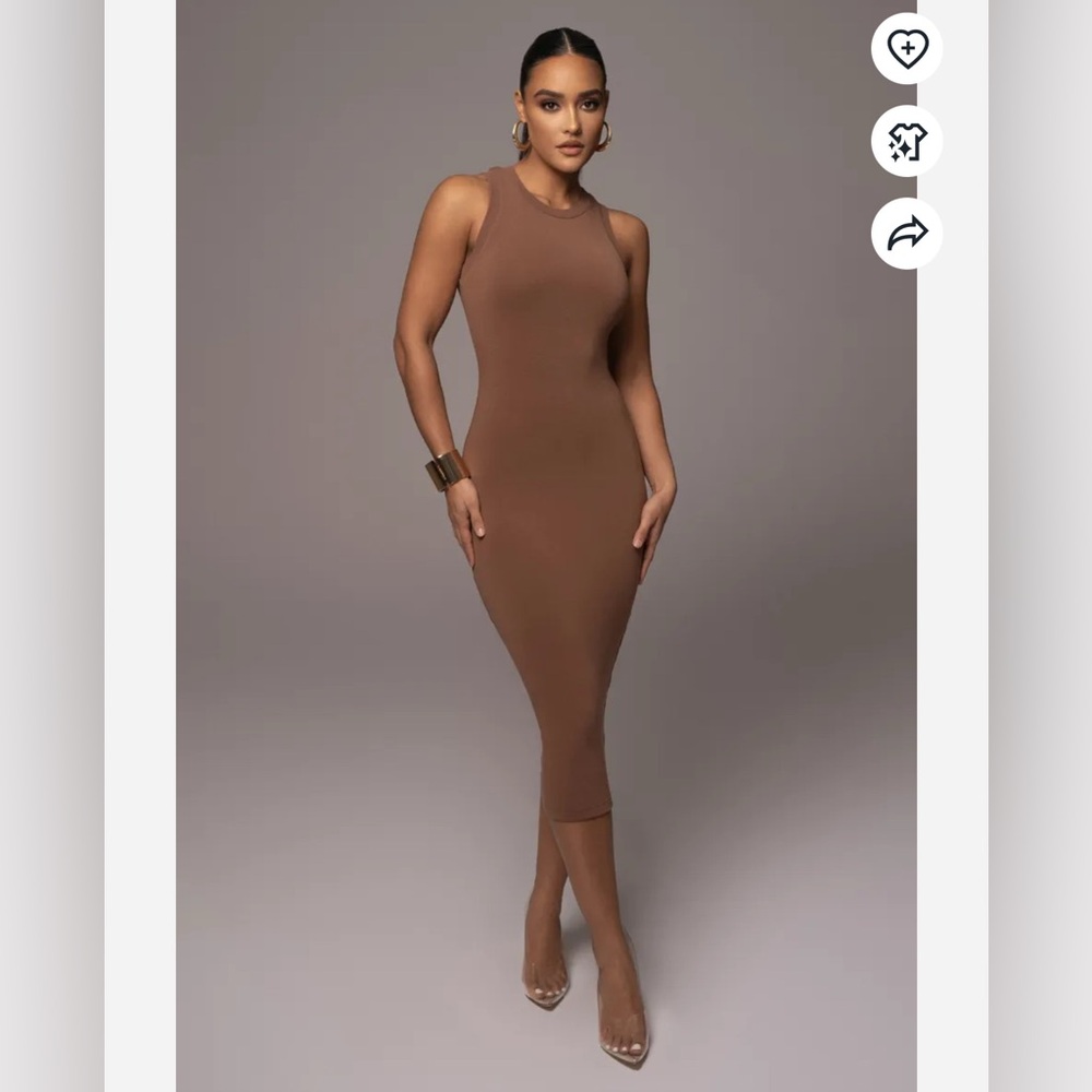 JLUXLABEL Chocolate Brown Ribbed Dress